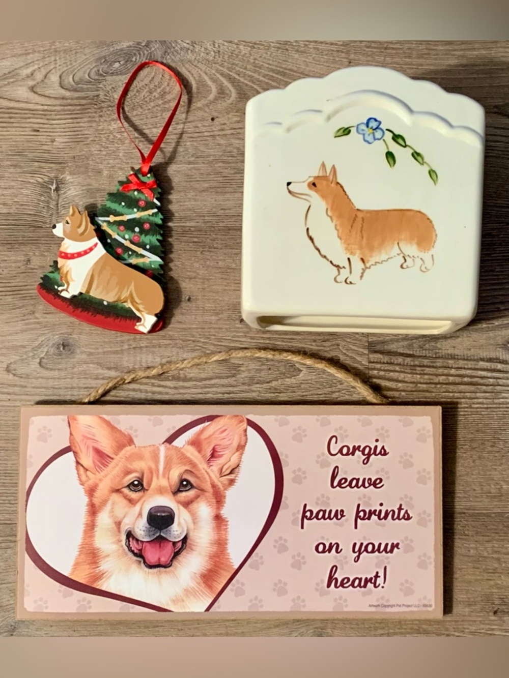 3 Pcs Corgi Napkin Holder - Ornament - Sign - Dog Bundle